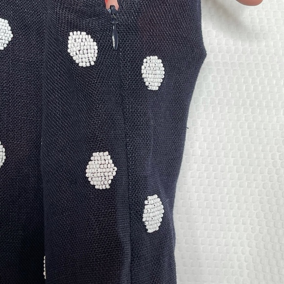 ANTHRO ODILLE Linen Navy Beaded Polka Dot Top, 0 - Picture 10 of 10